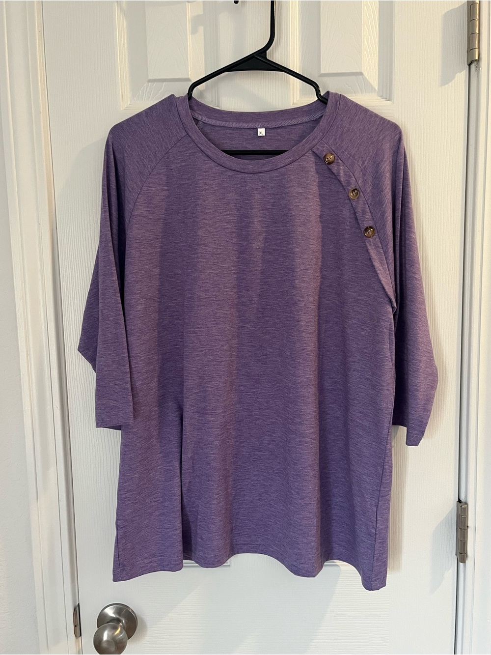 Relaxed Purple Button-Accent Women's Top